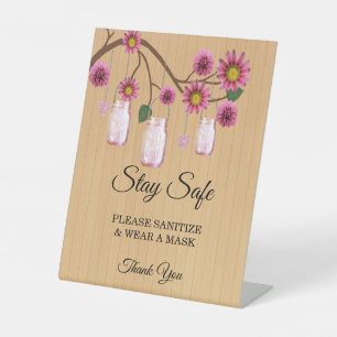 Signe De Table Russe rose floral mason jarres Mariage sécurité