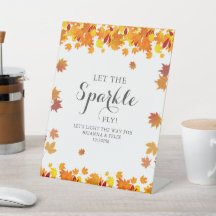 Rustic Autumn Leaves Wedding Sparkle Sign
