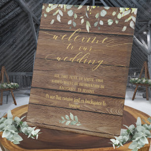 Signe De Table Rustic Barn Board Gold Bienvenue À Notre Mariage
