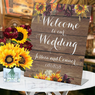 Signe De Table Rustic Barne Sun & Wine Welcome Mariage