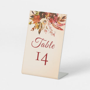 Signe De Table Rustic Fall Floral Ivory Mariage Numéro de table