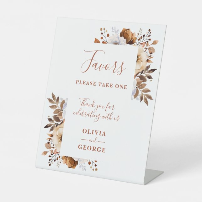 Signe De Table Rustic Fall Terracotta Floral Wedding Faveurs (Recto)