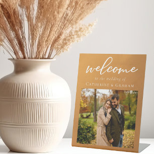 Signe De Table Rustic Gold Bienvenue à notre photo Mariage Chic