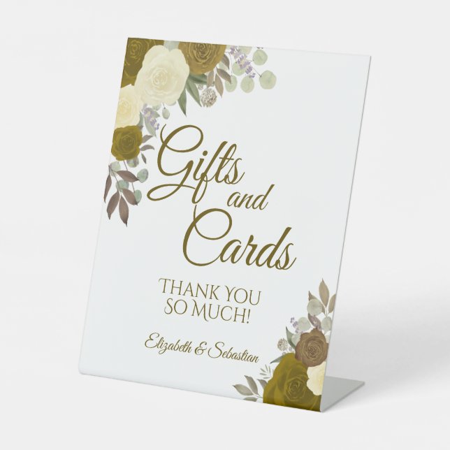Signe De Table Rustic Gold Boho Chic Floral Cadeaux & Cartes Mari (Recto)