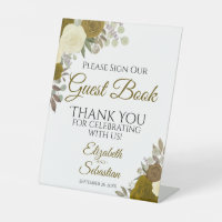 Rustic Gold Boho Floral S'Il Vous Plaît Signer Not