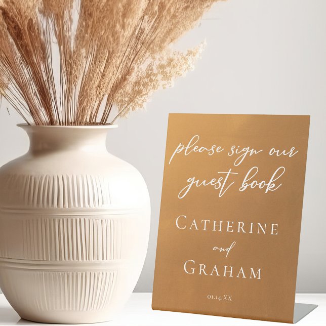 Signe De Table Rustic Gold Simple Mariage de automne Livre d'invi (Créateur téléchargé)