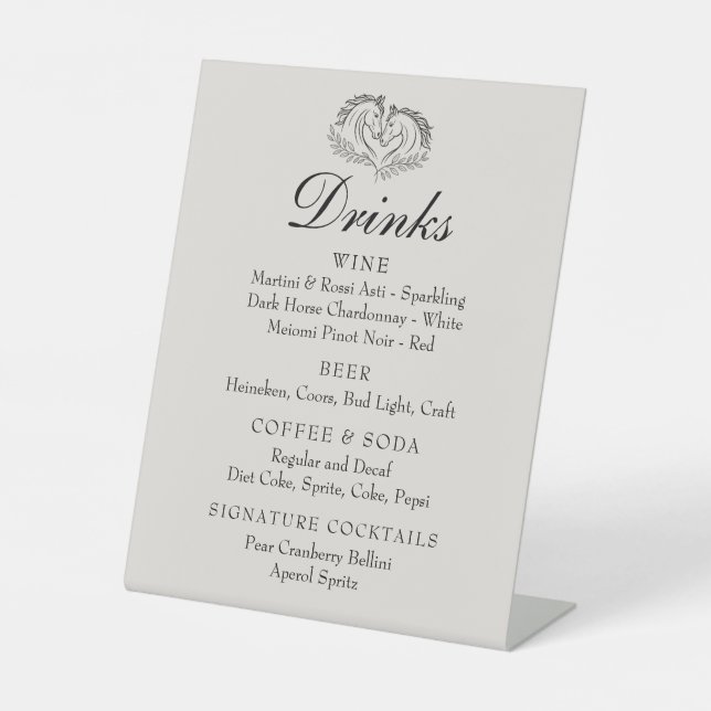 Signe De Table Rustic Horse Western Mariage campagnard Bar Boisso (Recto)