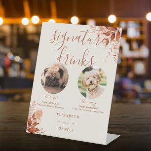Signe De Table Rustic Mariage de automne Pet Chien Signature Bois