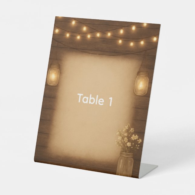 Signe De Table Rustic Mason Jar Berry Mariage Carte Numéro de tab (Recto)