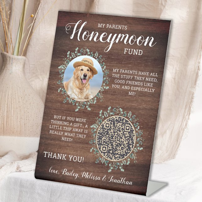 Signe De Table Rustic Pet Mariage Custom Chien Photo Fonds Lune d (Créateur téléchargé)