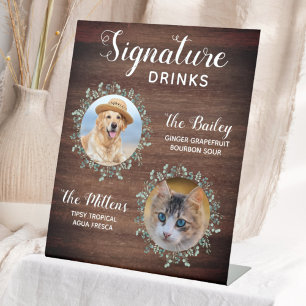 Signe De Table Rustic Signature Boissons Animaux de compagnie Pho