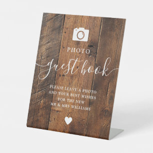 Signe De Table Rustic Wood Grange Photo Livre d'invité