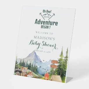 Signe De Table Rustic Woodland Adventure Baby shower Affiche de b