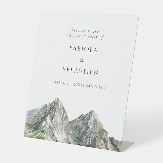 Signe De Table Rustic Woodland Mountain Forest Engaging Bienvenue (Recto)