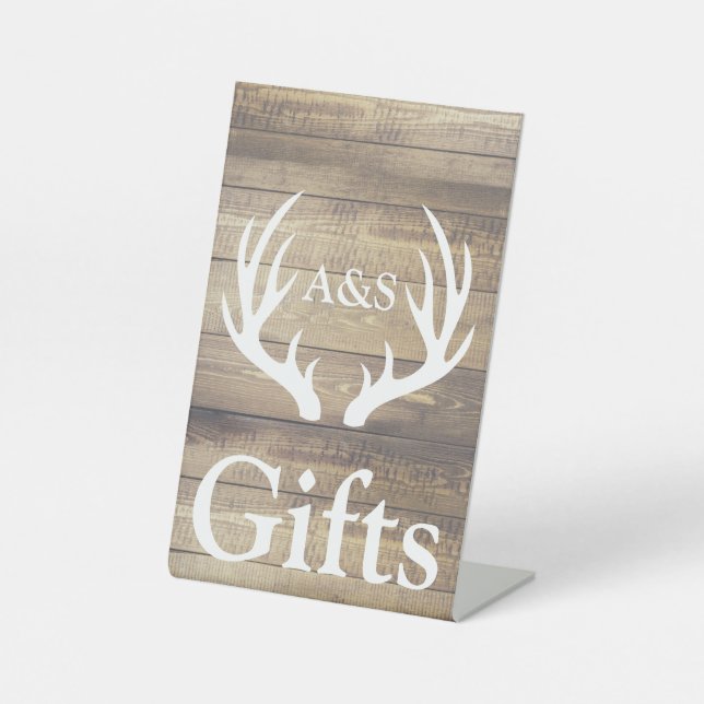 Signe De Table Rustique Agritourisme Bois & Cerfs Antlers Cadeaux (Recto)