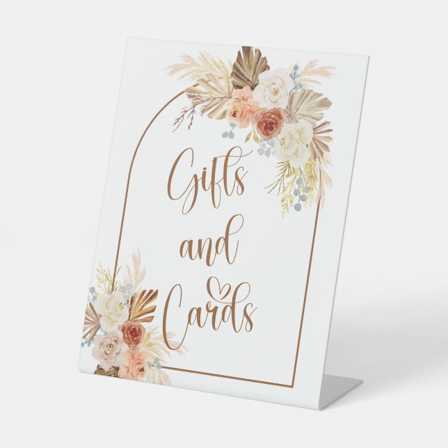 Signe De Table Rustique Automne Boho Arch Pampas Cadeaux et Carte (Recto)