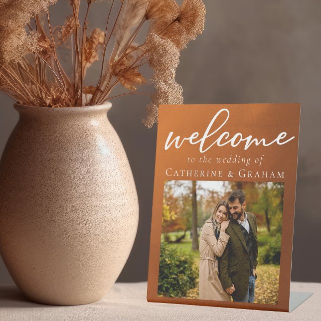 Signe De Table Rustique Burnt Orange Photo Automne Mariage Bienve (Créateur téléchargé)