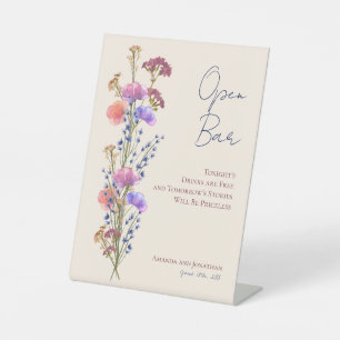 Signe De Table Rustique Delicate Beige Floral Mariage Open Bar