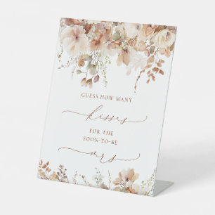 Signe De Table Rustique Neutre Boho Floral Combien de baisers