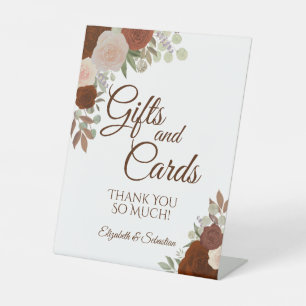 Signe De Table Rustique Orange Boho Floral Cadeaux & Cartes Maria