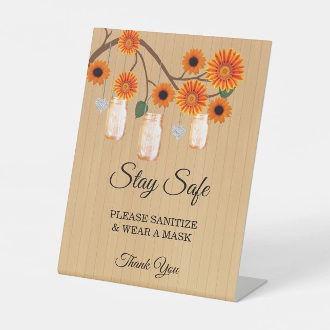 Signe De Table Rustique Orange Floral Mason Jarres Mariage Sécuri (Recto)