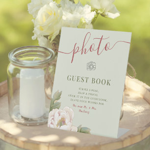 Signe De Table Sage and Blush Mariage Photo Signet Guestbook