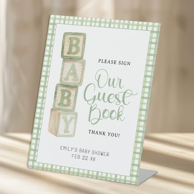 Signe De Table Sage Baby Blocks Please Sign Our Guest Book Sign (Guest Book Sign)