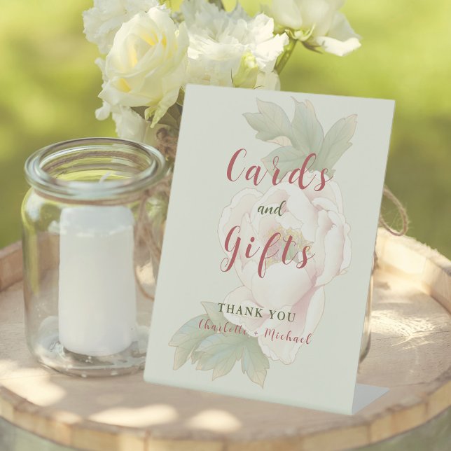 Signe De Table Sage et rose pâle Cartes et Cadeaux Floraux (Créateur téléchargé)