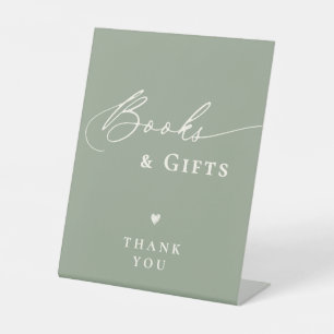 Signe De Table Sage Green Baby shower Script Livres et Cadeaux
