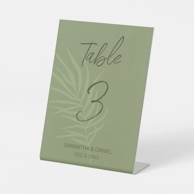 Signe De Table Sage Green Botanical Boho Mariage (Recto)