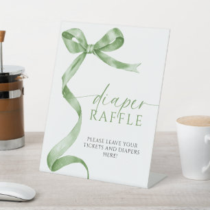 Signe De Table Sage Green Bow Baby shower Déchets Sonnette