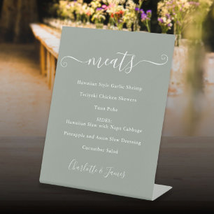 Signe De Table Sage Green Food Menu Signature Script