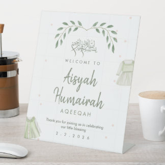 Signe De Table Sage Green Iislamic Aqiqah Welcome Sign 