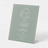 Sage Green Leafree Crest Monogramme Carte & Cadeau