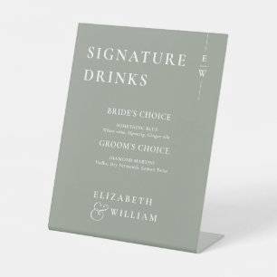 Signe De Table Sage Green Minimaliste Monogramme Signature Boisso
