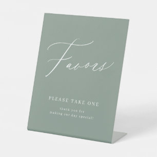 Signe De Table Sage green script de mariage faveurs s'il vous pla