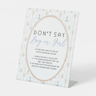 Signe De Table Sailboat Baby Shower Games - Don't Say Boy or Girl