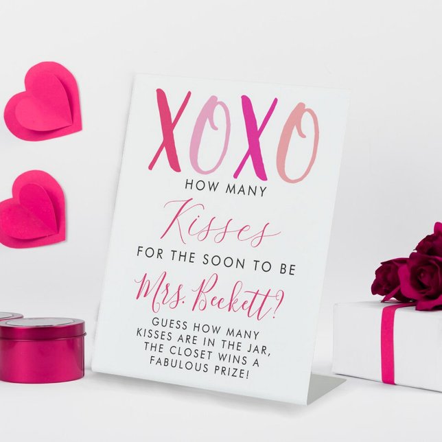 Signe De Table Saint Valentin Fête des mariées Combien de baisers (Créateur téléchargé)