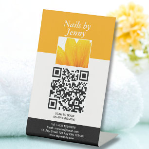 Signe De Table Salon à ongles Floral Blanc Orange Moderne