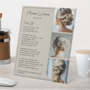 Signe De Table Salon Hair Stylo Services Beige Tarifs