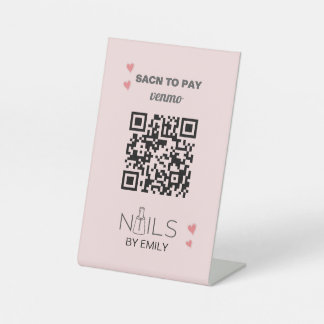 Signe De Table Salon Nail Venmo QR Code paiement | Analyser pour 
