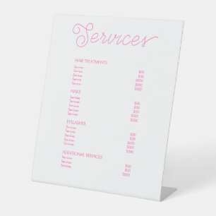 Signe De Table Salon Rose Chaud Moderne Liste de prix Menu Servic