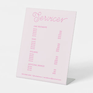 Signe De Table Salon Rose Chaud Moderne Liste de prix Menu Servic