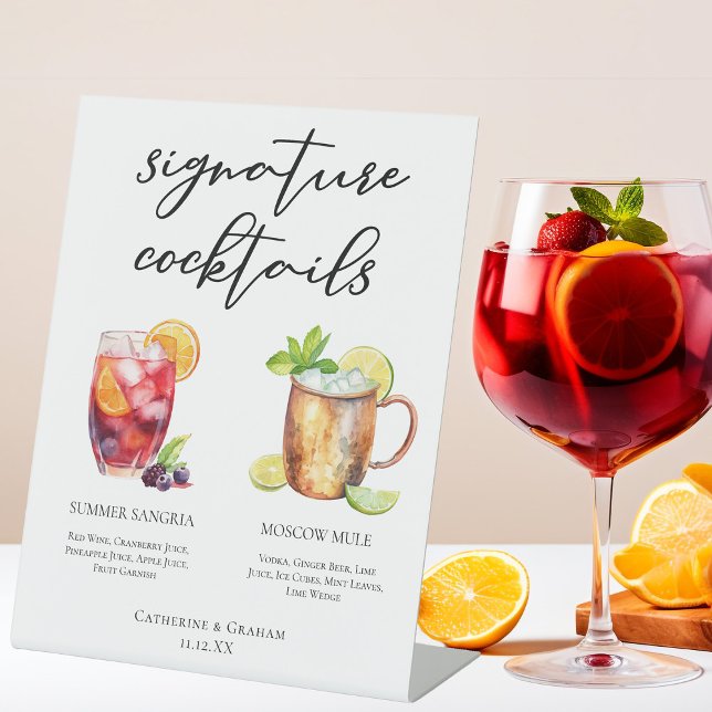 Signe De Table Sangria Moscow Mule Signature Cocktails Menu (Créateur téléchargé)
