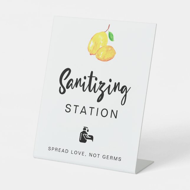 Signe De Table Sanitiation Station Lemon Mariage Fête des mariées (Recto)