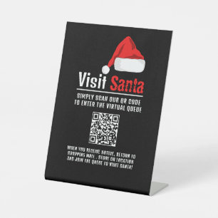 Signe De Table Santa Hat, Visit Père Noël, QR Code Queue