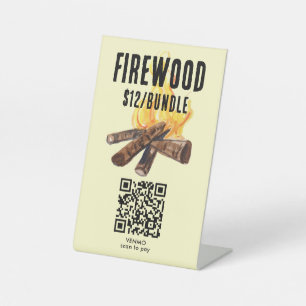 Signe De Table SCAN POUR PAYER Bois de chauffage à vendre QR Code