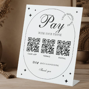 Signe De Table Scan To Pay 3 codes QR Simple Minimaliste