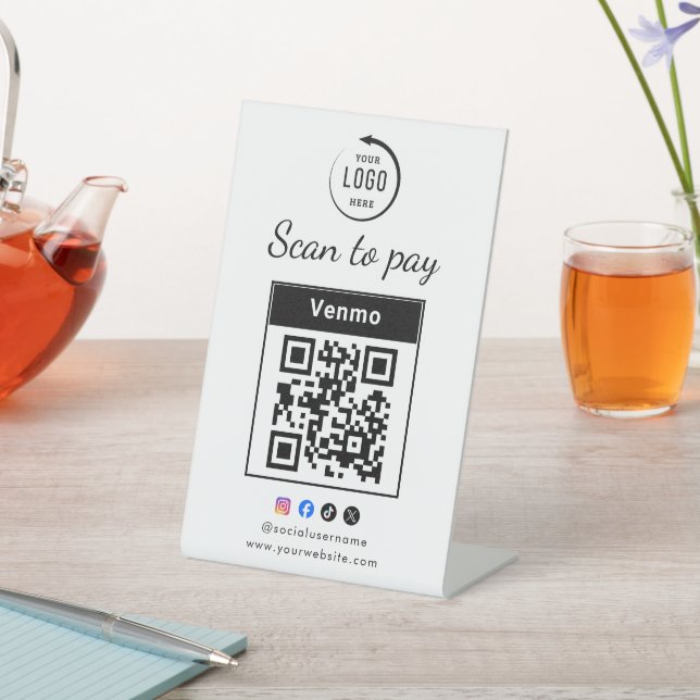 Signe De Table Scan To Pay Business Logo Qr Code (In SItu)