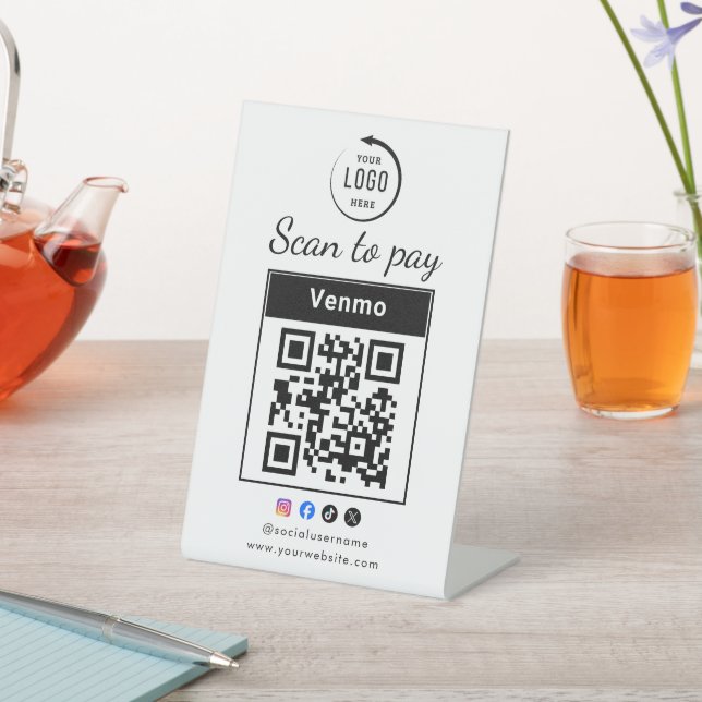 Signe De Table Scan To Pay Business Logo Qr Code (In SItu)